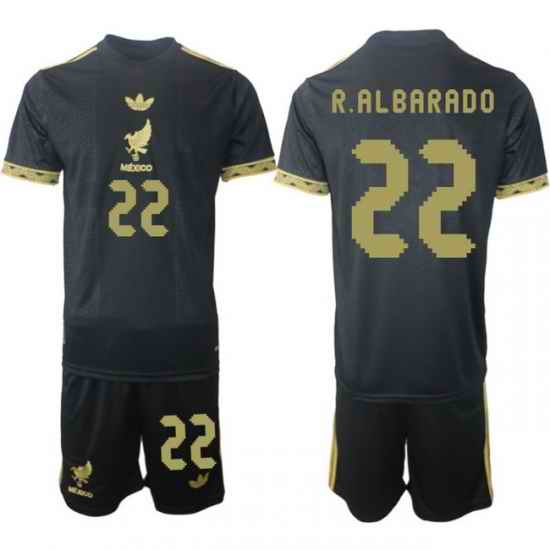Men Mexico 2025 Soccer Jerseys BlackGold #22 R.ALBARADO